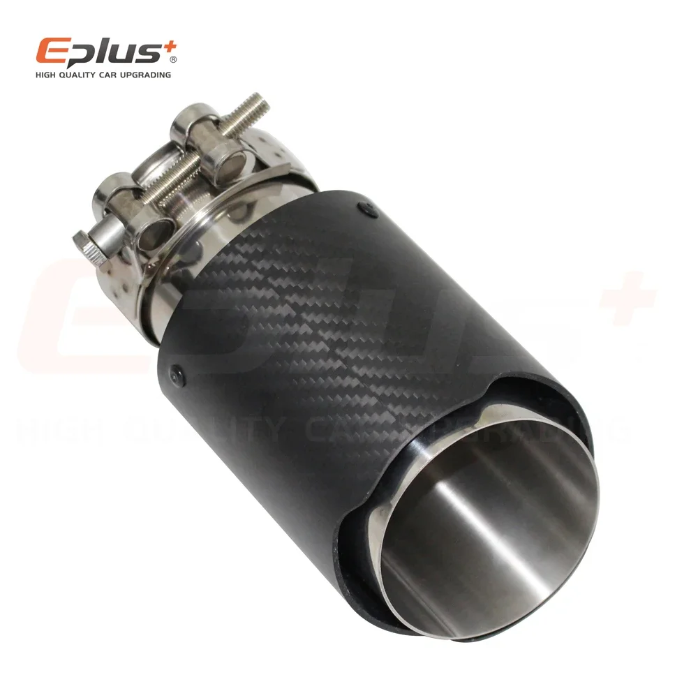 Car Matte Carbon Fibre Exhaust System Muffler Pipe Tip Straight  Silver Stainless Mufflers Decorations