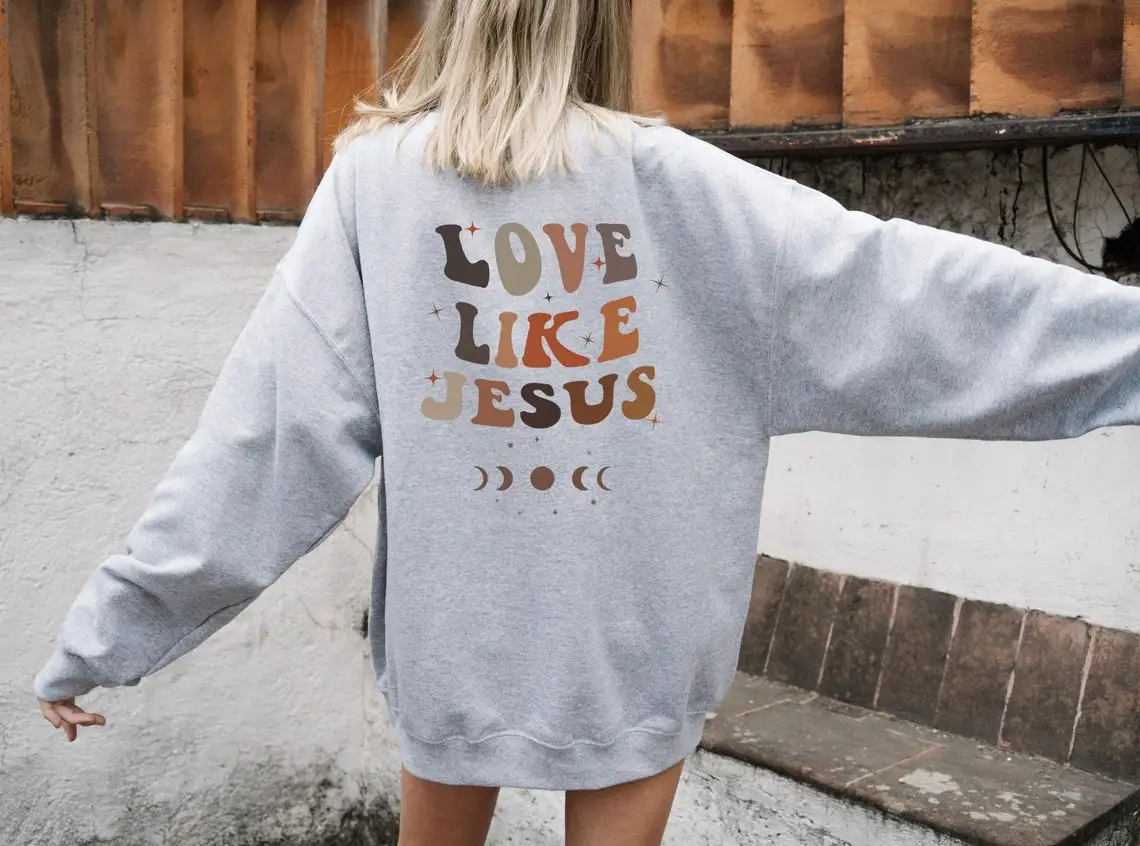 colored love like jesus Sweatshirt vintage Women Long Sleeve jumper Christian bible Pullovers Streetwear