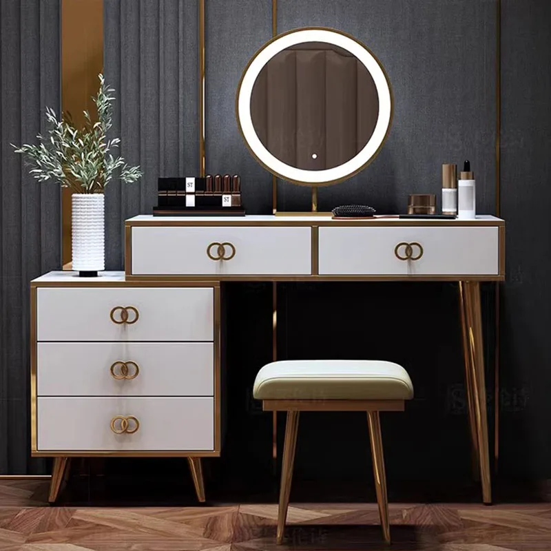 

Nordic Storage Dressing Table Bedside Modern Lights Bedrooms Desk Makeup Dressing Table Drawers Mesa De Maquiagem Room Furniture