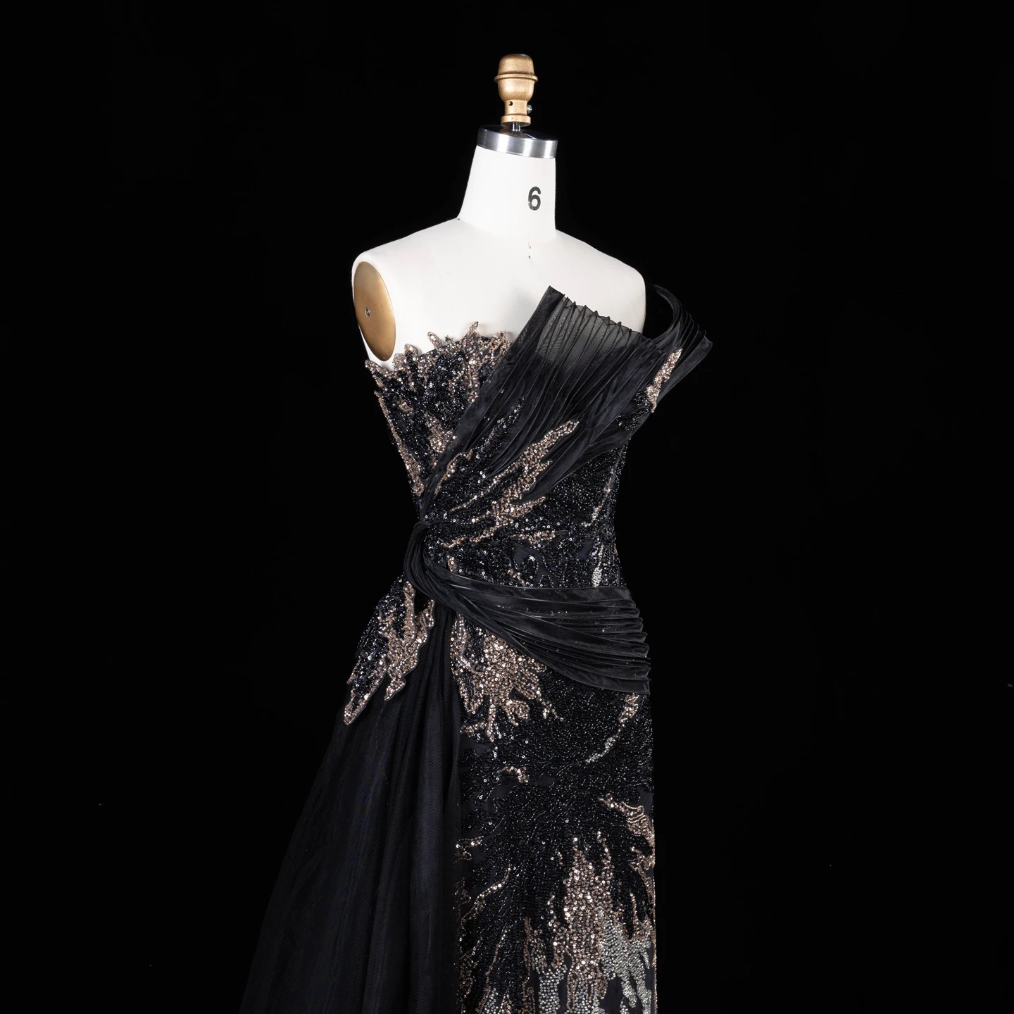 Sharon Said Luxuriöses Abendkleid in Grün mit Farbverlauf, schulterfrei, mit Perlenapplikationen, für Damen, Hochzeit, formelle Party, Modell SS293, maßgeschneidert – Detail 26