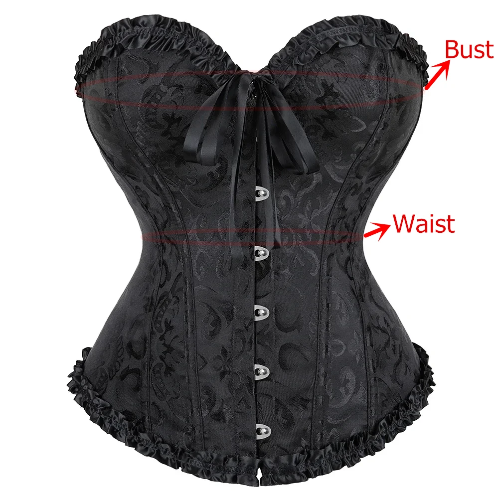 Viktorianisches Korsett-Top für Damen, Vintage-Bustier, Schnürung, ohne Knochen, Shapewear, Gothic-Mode, Jacquard-Überbrustkorsett – Detail 3