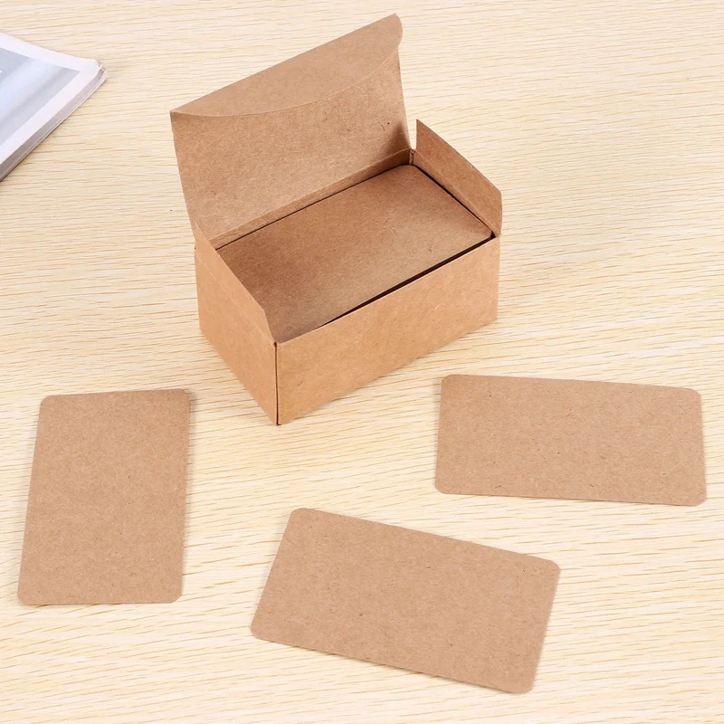 Em branco Kraft Paper Cartões, Word Message Card, DIY Gift Card, 100pcs