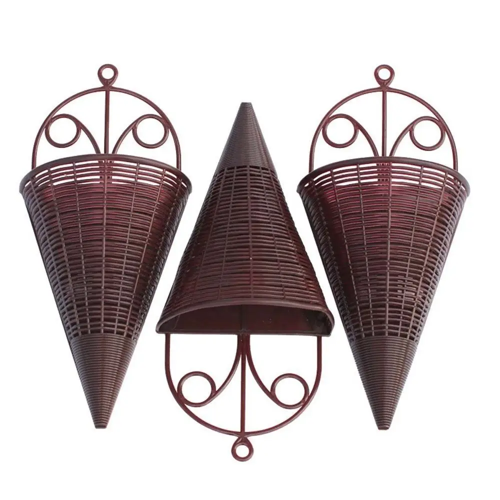 Triangle Imitation Rattan Hanging Flower Basket Simulation Plastic Artificial Wall Hanging Flower Pot Wall Hanging