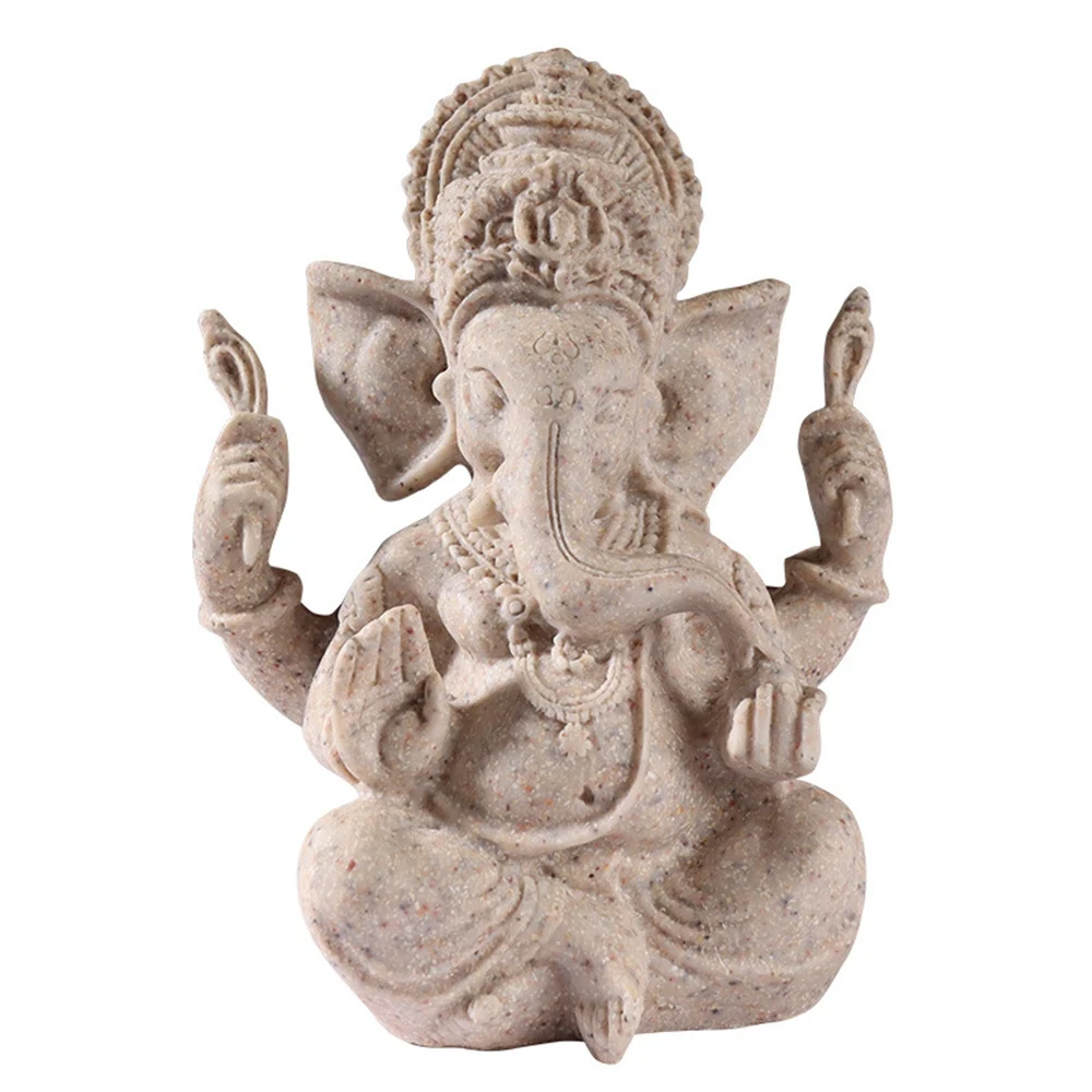 

Sandstone resin Indian elephant trunk God of Wealth ornament Zen Buddha statue Decoration Home Living Room Office TV Cabinet