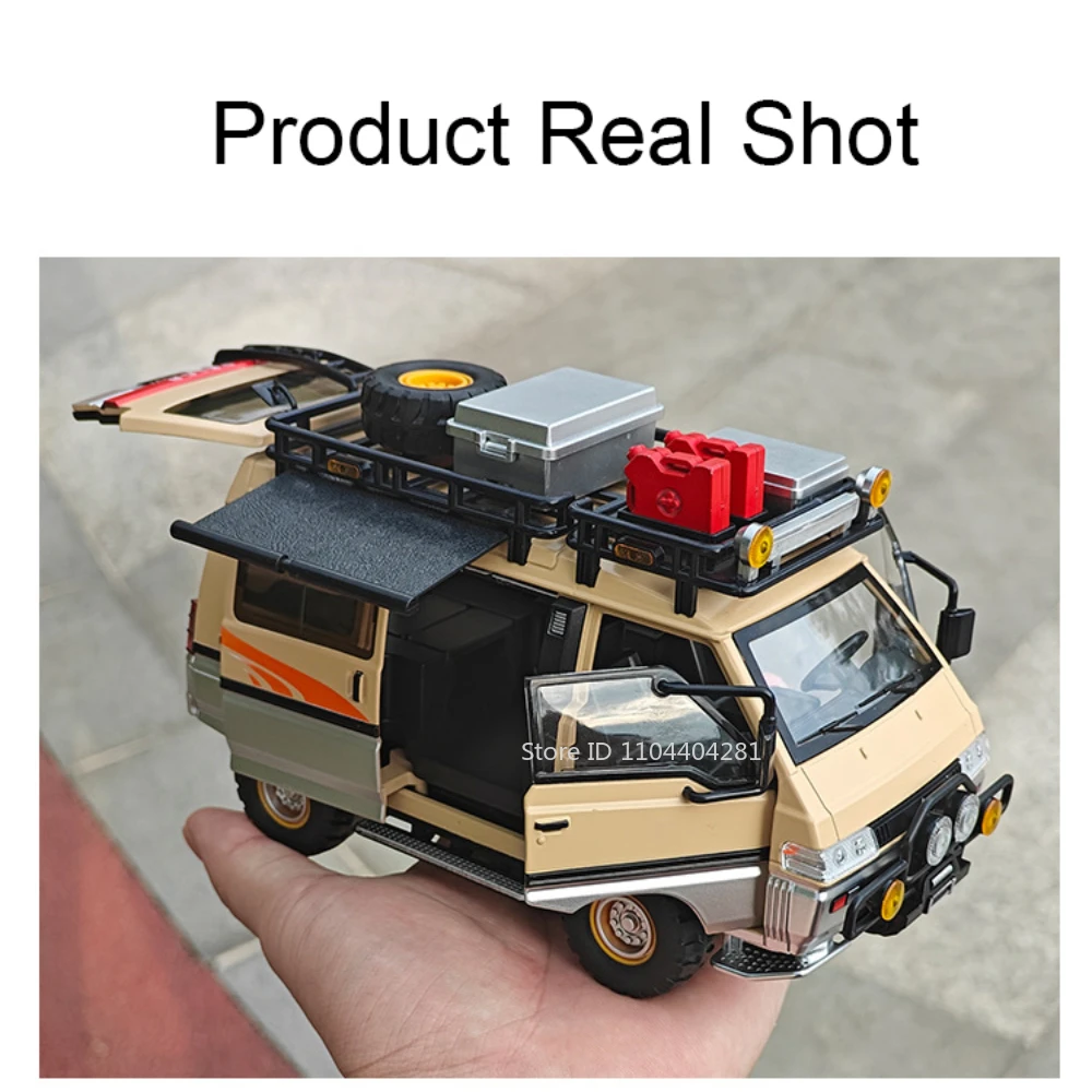 1:24 Mitsubishi Delica H2 Alloy Model Toy Diecast Car Doors Opened with Sound Light Pull Back Miniature Vehice Boy Birthday Gift