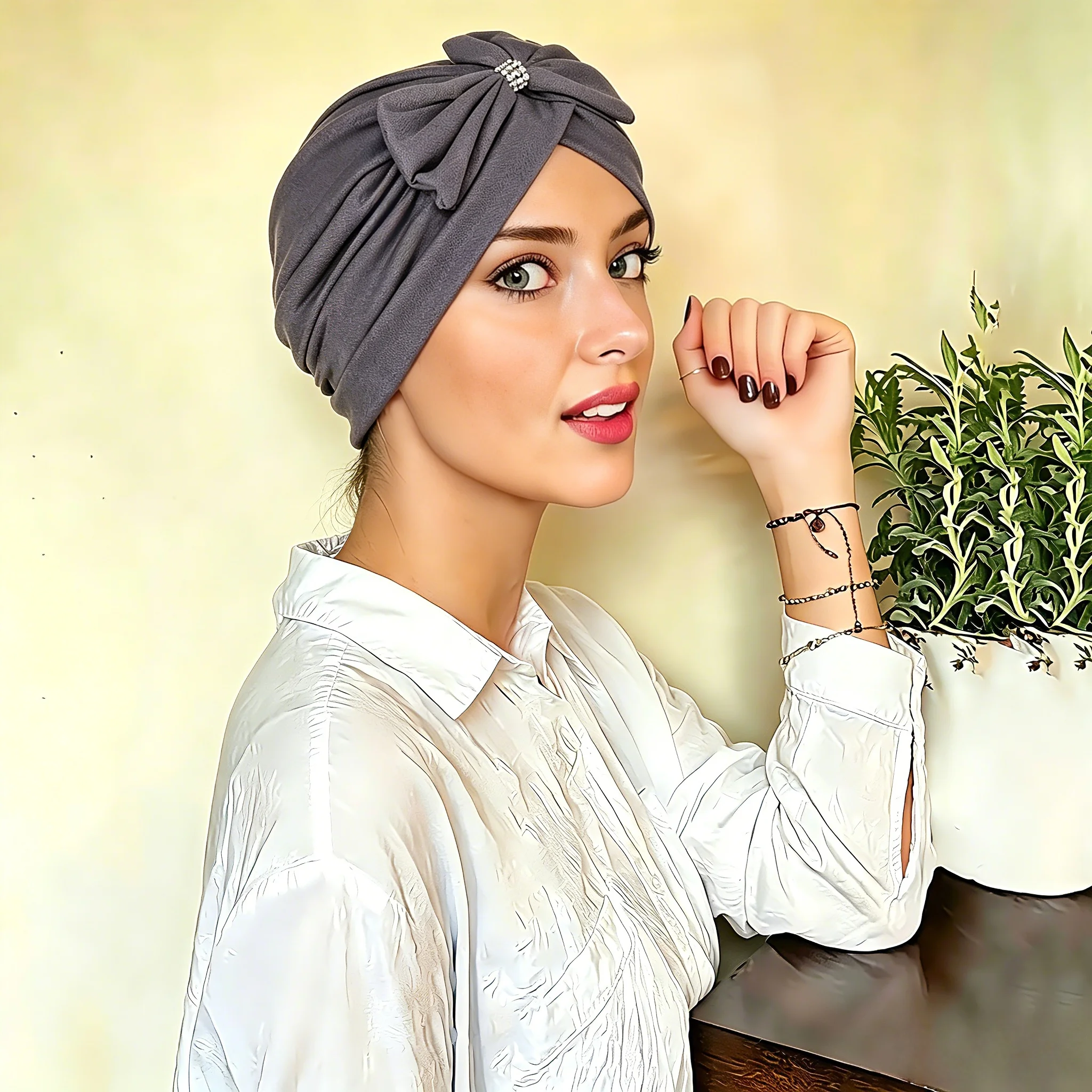 

Indian Women Muslim Hijab Chemo Cap Bowknot Bonnet Headwrap Scarf Inner Hat Cancer Hair Loss Beanie Islamic Turbante Mujer