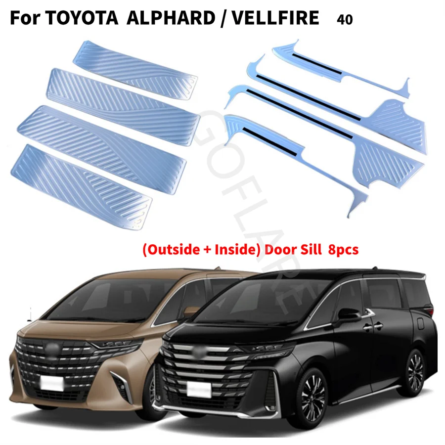 Accessories For Toyota Alphard Vellfire 40 Car stying Door Sill Scuff Plate Pedal Entry Guard Cover threshold