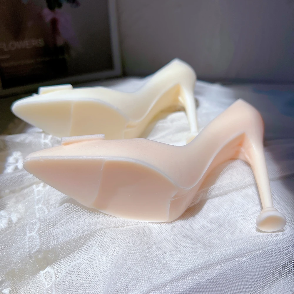 Lady High Heel Shoes Silicone Candle Mold Women\'s Point Toe Shoe Female Quinceanera Decor Gifts Wax Silicone Molds