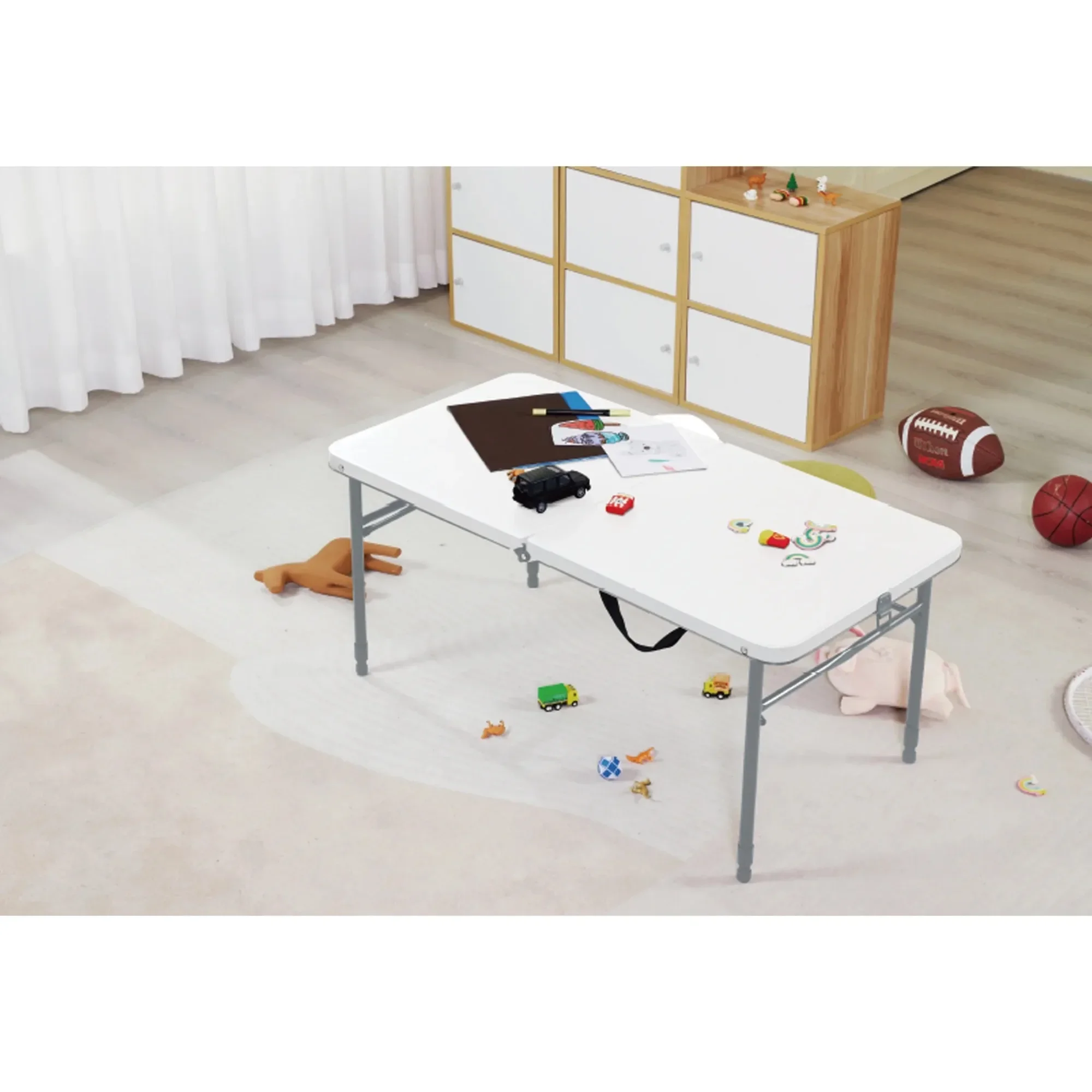 

Пластиковый складной стол с регулируемой высотой 40 дюймов x 20 дюймов, белый