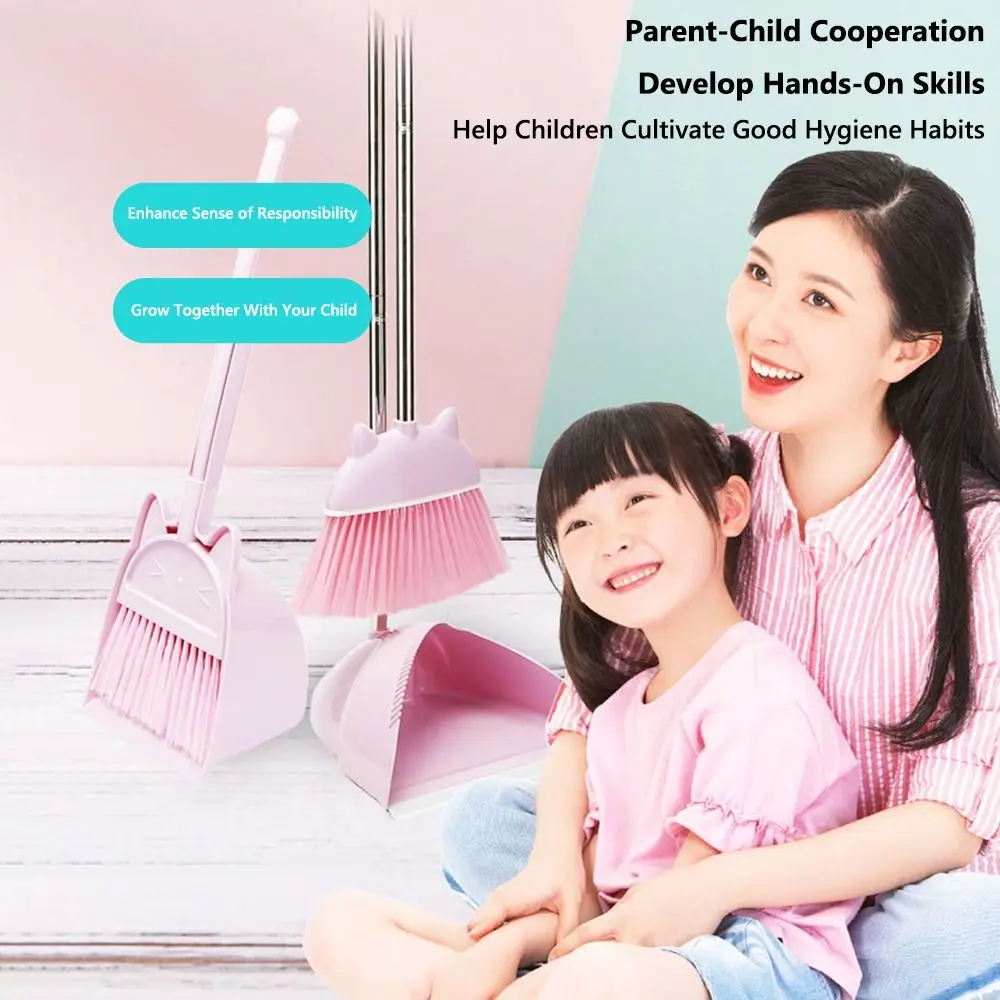 Flexible Mini Broom and Dustpan Set Indoor Outdoor Parent-Child Interactive Pretend Play Sweeping Tool Children's Kindergarten