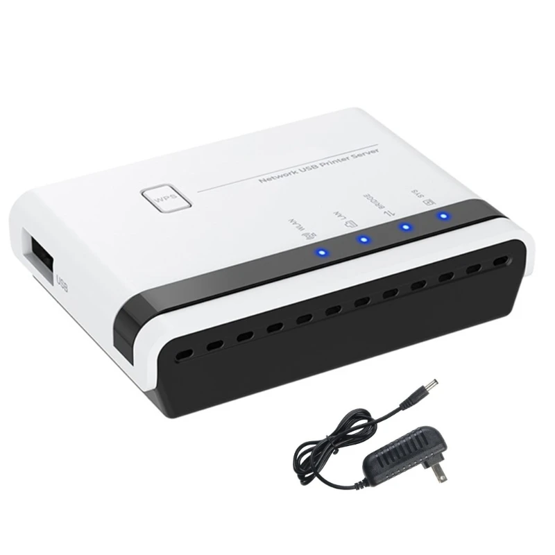 Wireless Print Server USB2.0 Print Server with 10/100Mbps LAN & Bridge Corded/Wireless/Standalone USB2.0 Printers Server QXNF