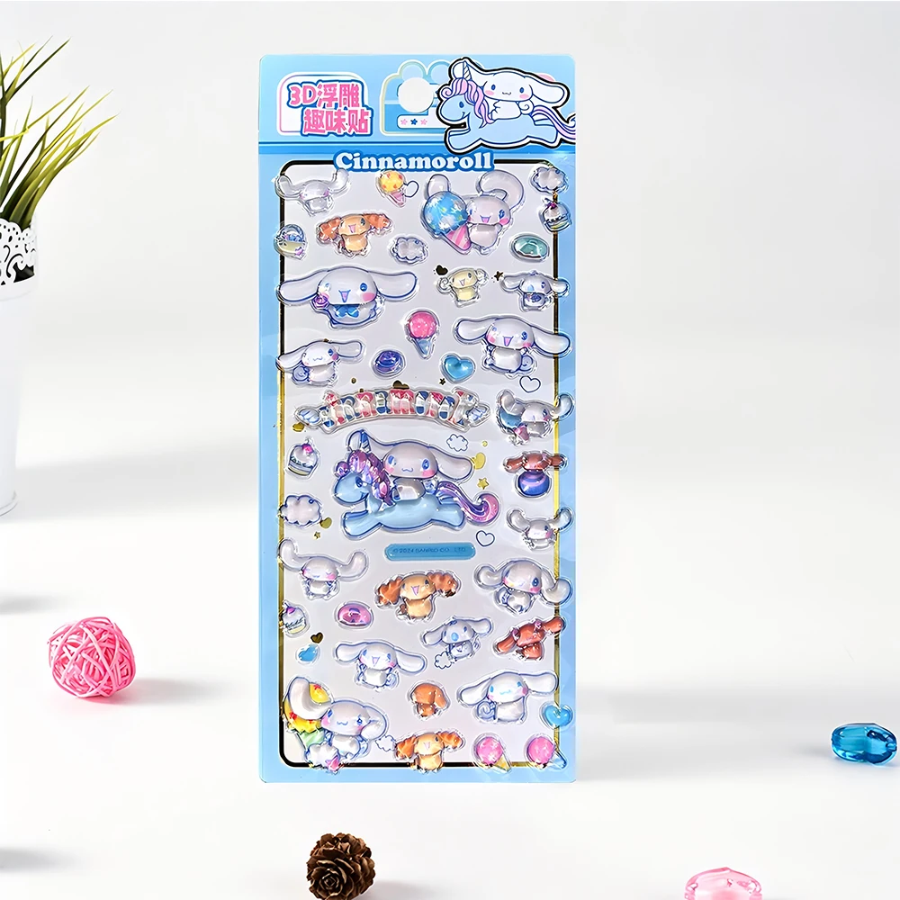 4 個アニメサンリオ 3D レリーフステッカー美的かわいい漫画クロミマイメロディクリスタルデカールおもちゃかわいい DIY 日記ラップトップ電話