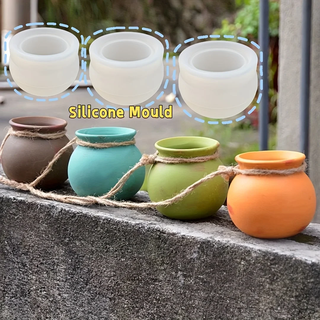 Moldes de silicone DNEJIU para resina, epóxi, fabricação de velas - Moldes redondos reutilizáveis resistentes para vasos de flores com design aberto