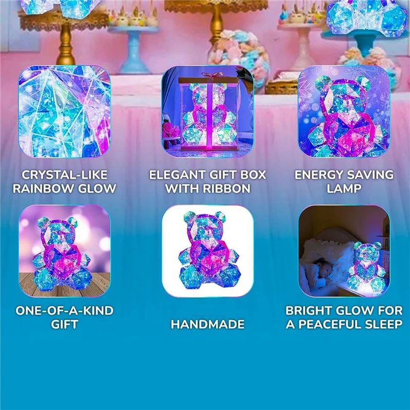 

LICE-Night Light LED Bear With Pink Heart Night Light Night Light Kids-Kids Toys-Nursery Decor-Bedside Lamps-Birthday Gifts