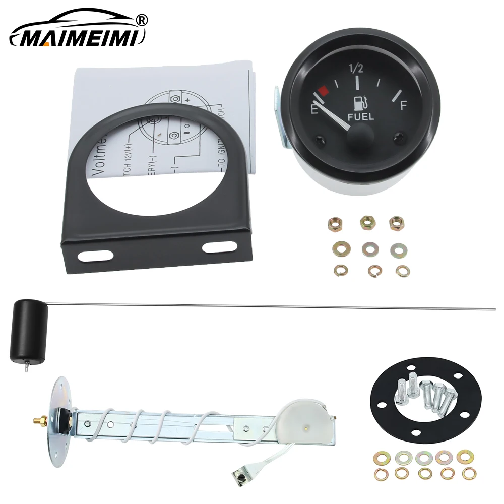 

240-33Ohm Fuel Level Gauge With Oil Float Sensor Universal 2" 52mm Fuel Gauge White LED Light Pointer for Car SUV Truck 8~16V
