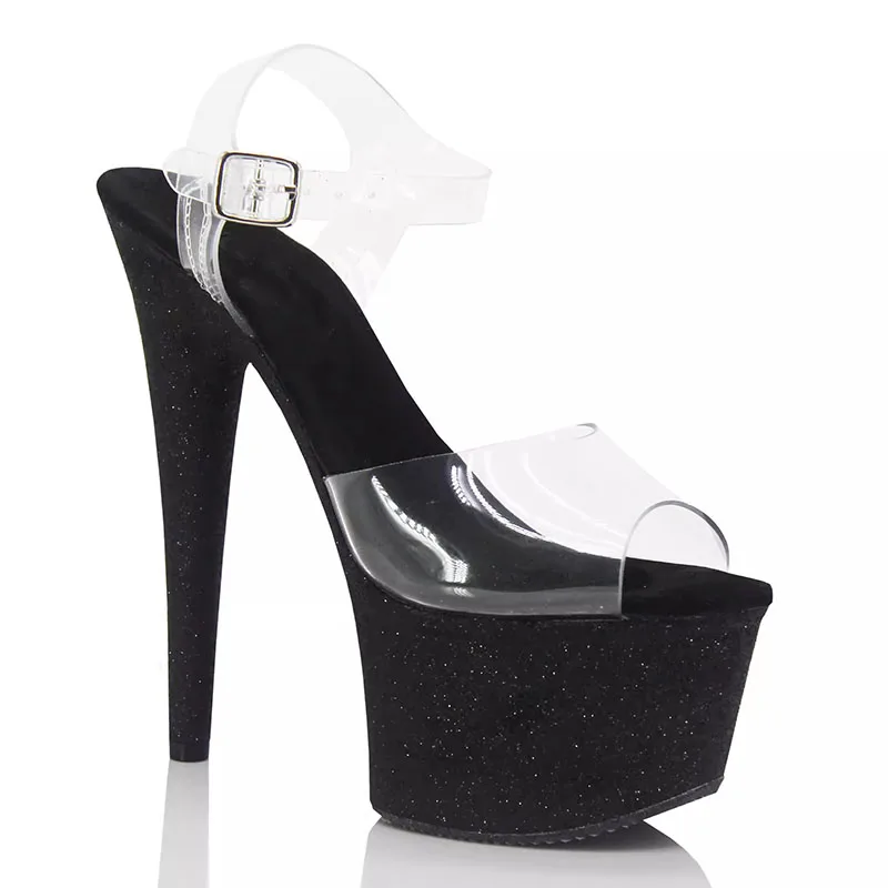 LAIJIANJINXIA New 20CM/8inches PVC Upper Sexy Exotic High Heel Platform Party Women Sandals Pole Dance Shoes MA009