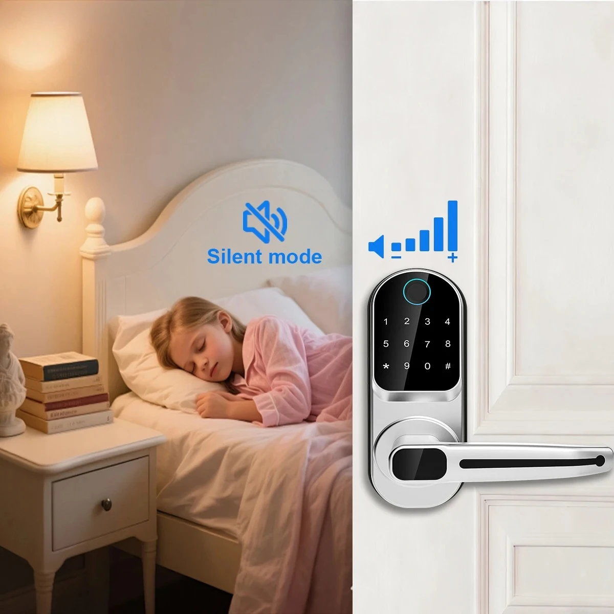 Smart Door Lock APP Biometric Fingerprint / NFC/ Password /Keypads /Key Unlock/ USB Emergency Charger Electronic Lock