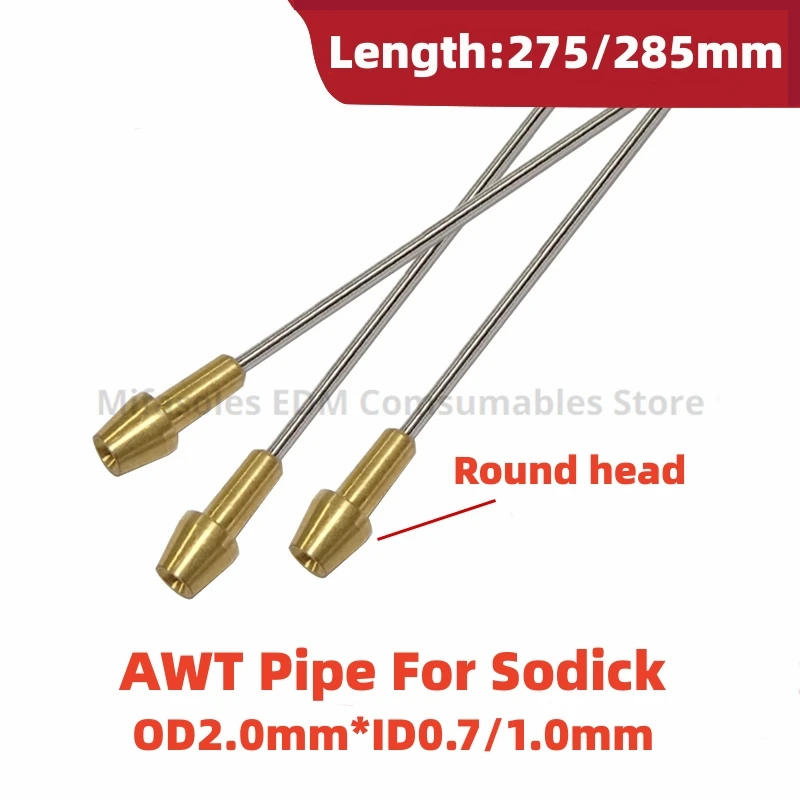 

Детали электроэрозионной обработки, верхняя труба AWT, наружный диаметр 2,0-ID0,7/1,0 мм * L275/285 мм, круглая головка, трубка AWT для электроэрозионной машины серии SODICK AQ