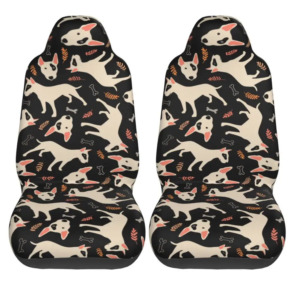 English Bull Terrier Dog 2PCS Car Front Seat Cover  Suitable for Most Car Models Beautiful Anti Fouling and Elastic Seat Covers