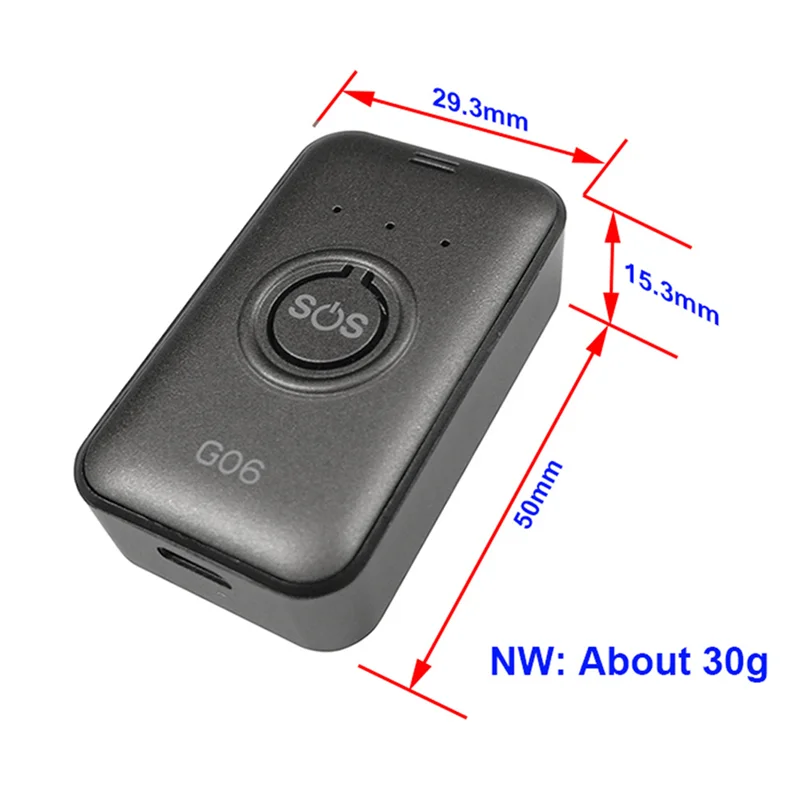 NNR-Personal Micro-GPS Tracker G06 APP Web Tracking Locator Mappe Chiamate SOS in tempo reale per bambini anziani