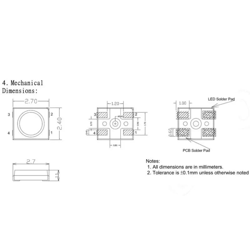 50-1000pcs SK6805 2427 LED light beads as WS2812B 2427 built-in IC controllable side luminescent LED