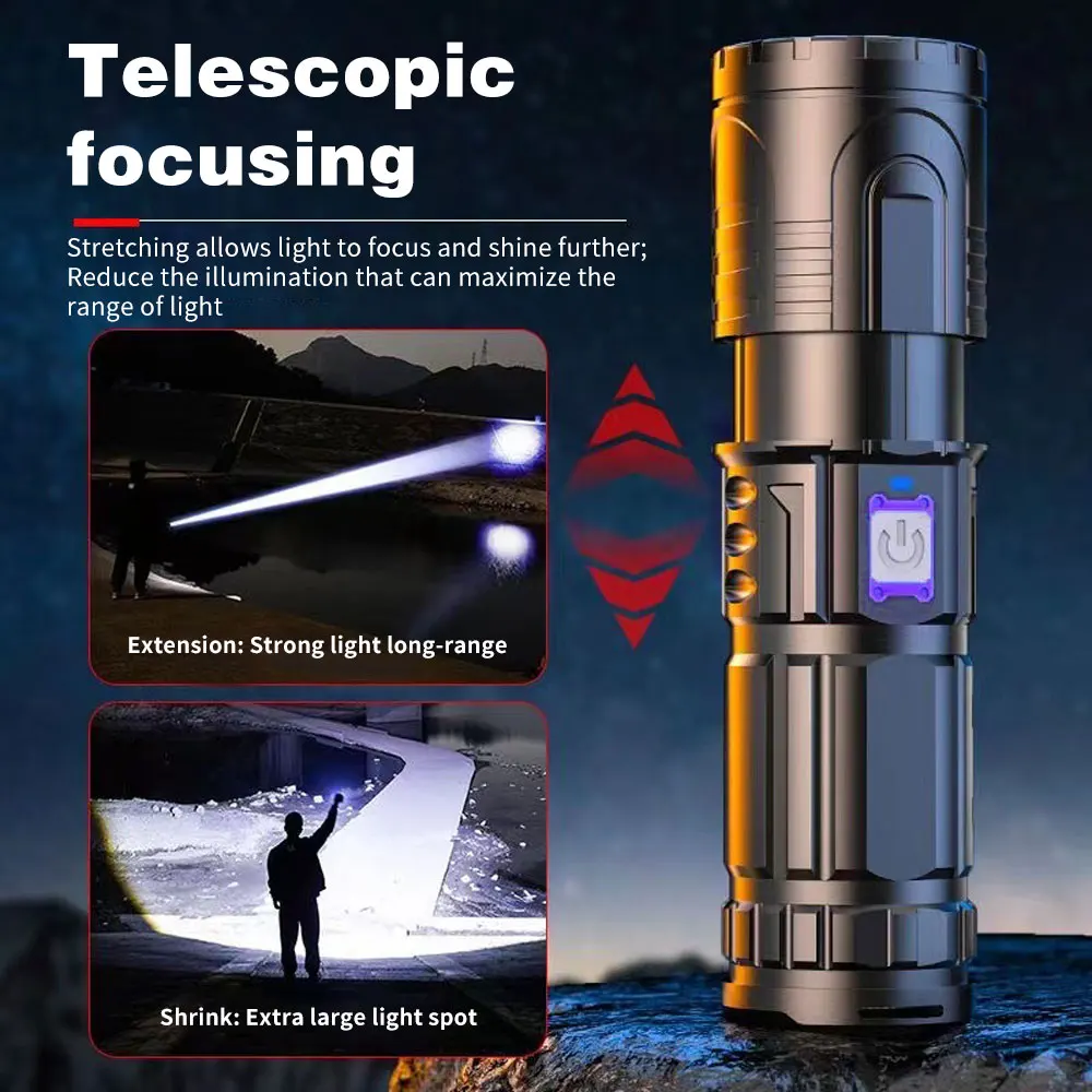 New High Power Laser Flashlight 3000M Super Bright Usb Rechargeable Torch 18650 Zoom Powerful Flash Light Hunting Lantern