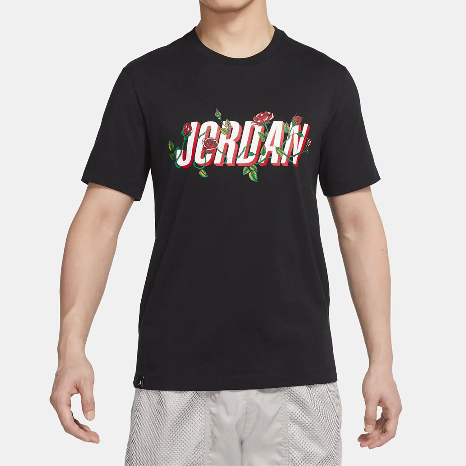 Camiseta Nike Authentic Jordan Summer de manga corta con estampado de rosas para hombre DQ7389-010