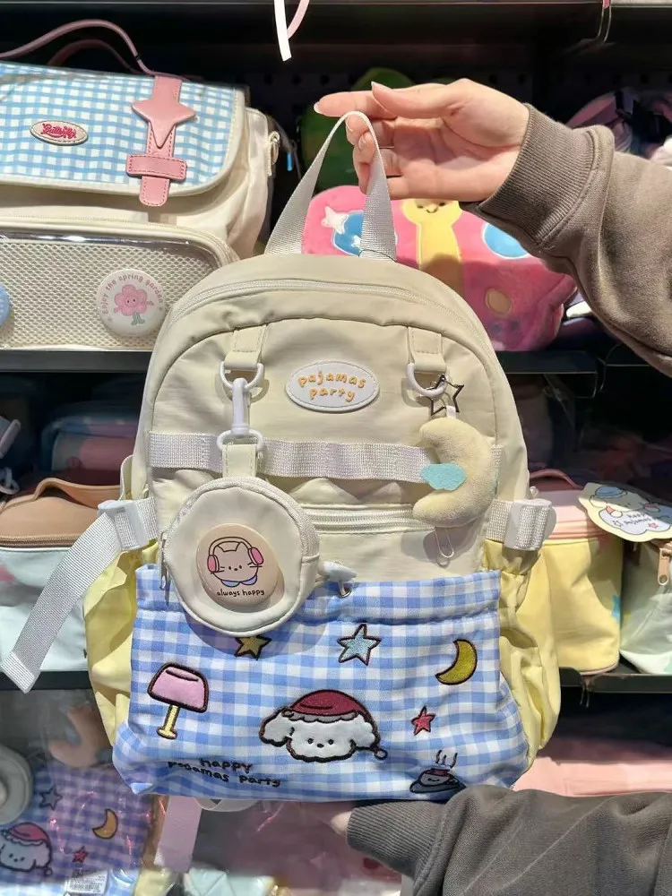 حقيبة ظهر مزدوجة الكتف بتصميم لطيف وشخصي، حقيبة سفر للرحلات الربيعية لطلاب الجامعات، حقيبة مدرسية مقاومة للماء من النايلون