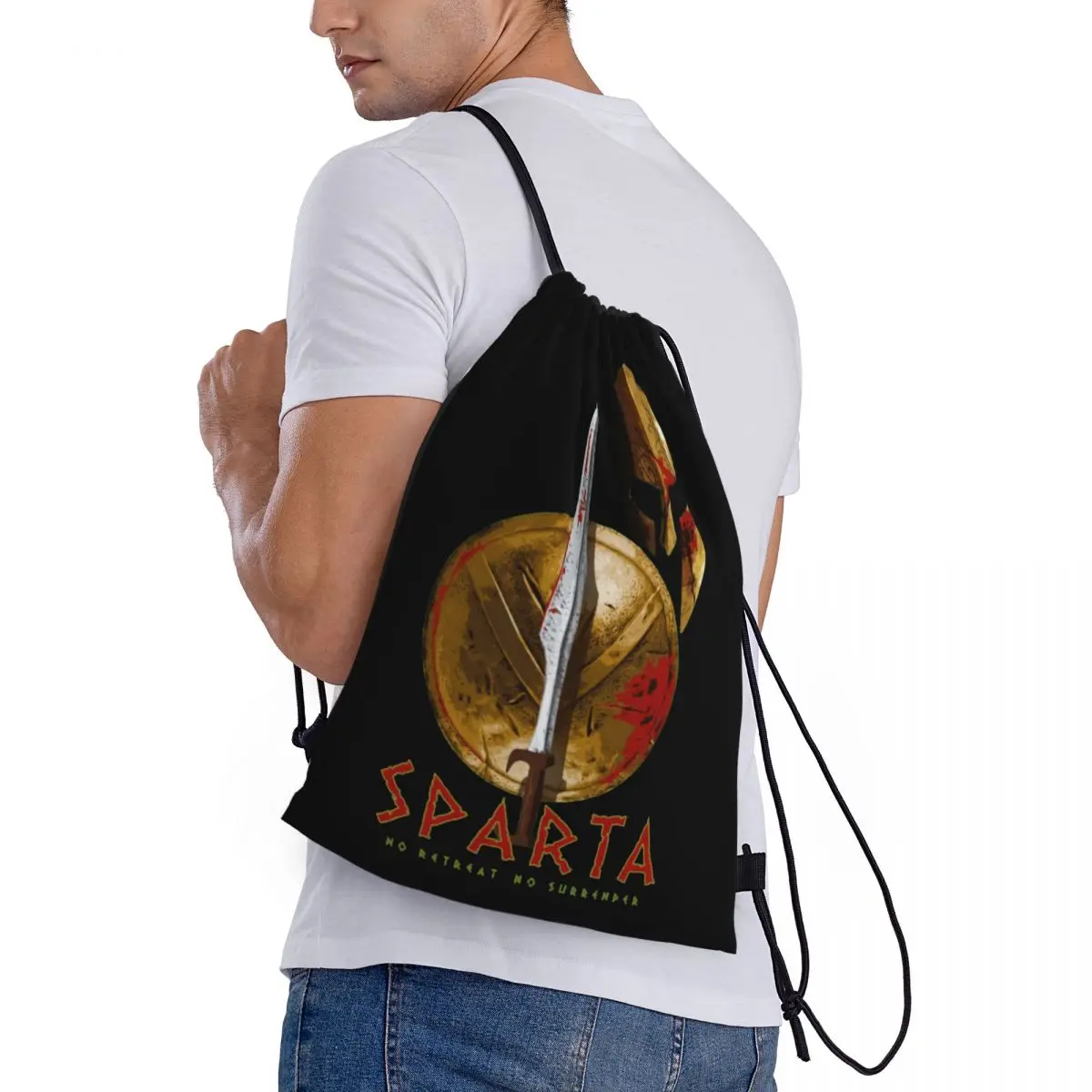 Spartan Sparta Warrior Helmet 7 Backpack Humor Graphic Knapsack Drawstring Bags Gym Bag Classic Durable