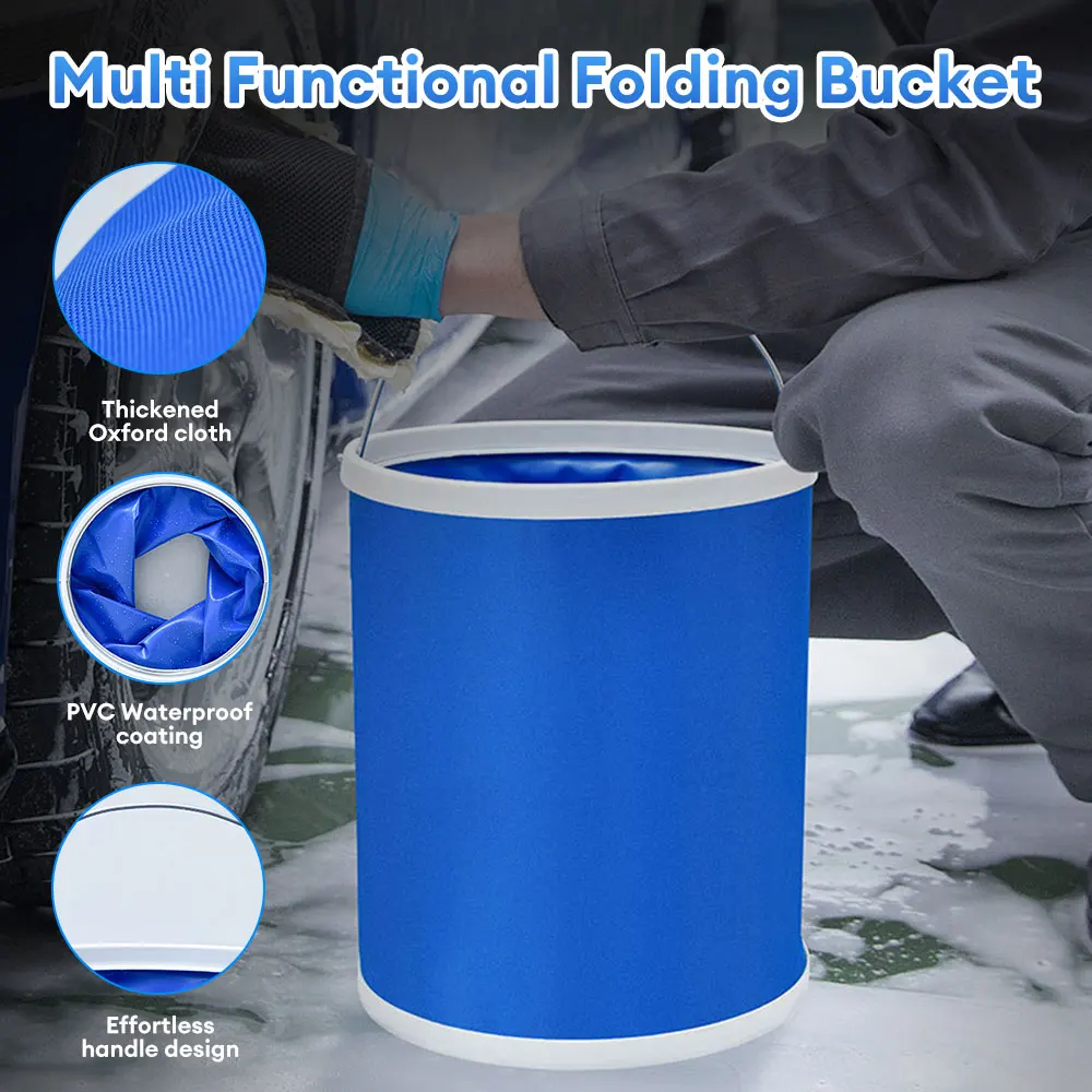 Cubo plegable portátil multifuncional, bolsa de lavado impermeable para tanque de agua de pesca, viajes al aire libre, caza en el mar, 9/11/13L