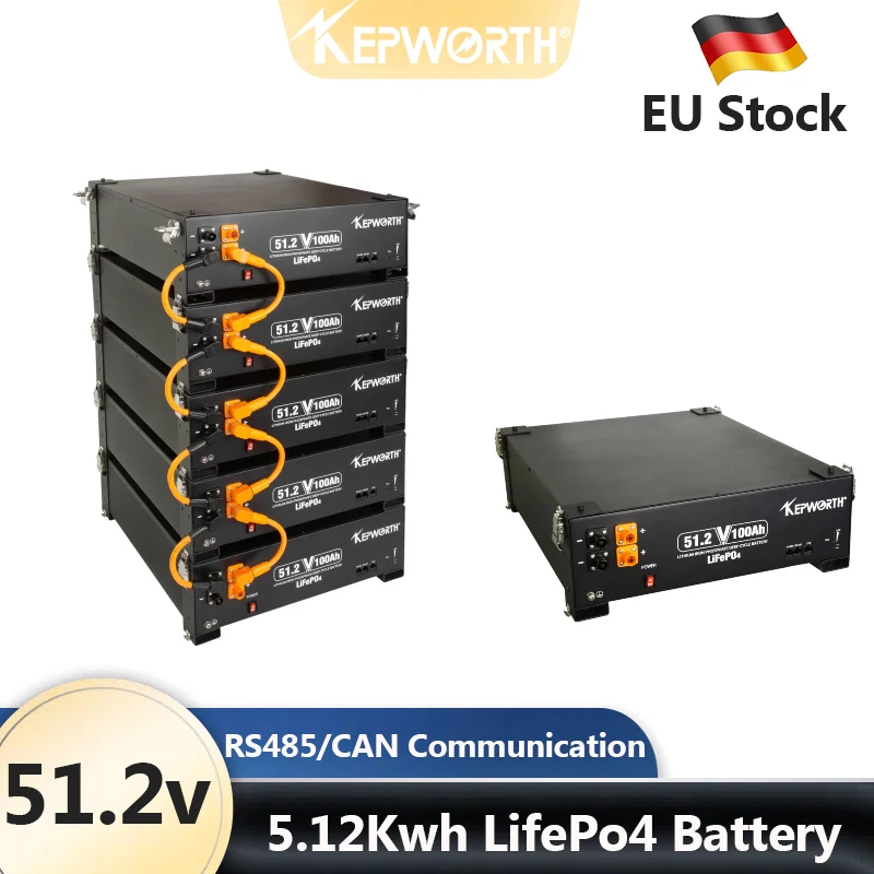 LiFePO4 Battery Pack 48V 100AH 51.2V 5Kw Lithium Battery 6000+ Cycles With Smart BMS CAN/RS485 For Solar Inverter Home Storage