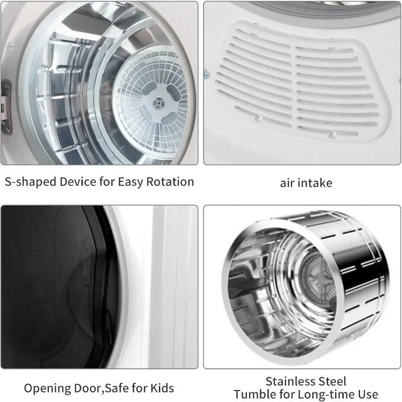 Компактная сушилка для белья с фронтальной нагрузкой, Портативная сушилка для одежды из нержавеющей стали, ручка легкого управления