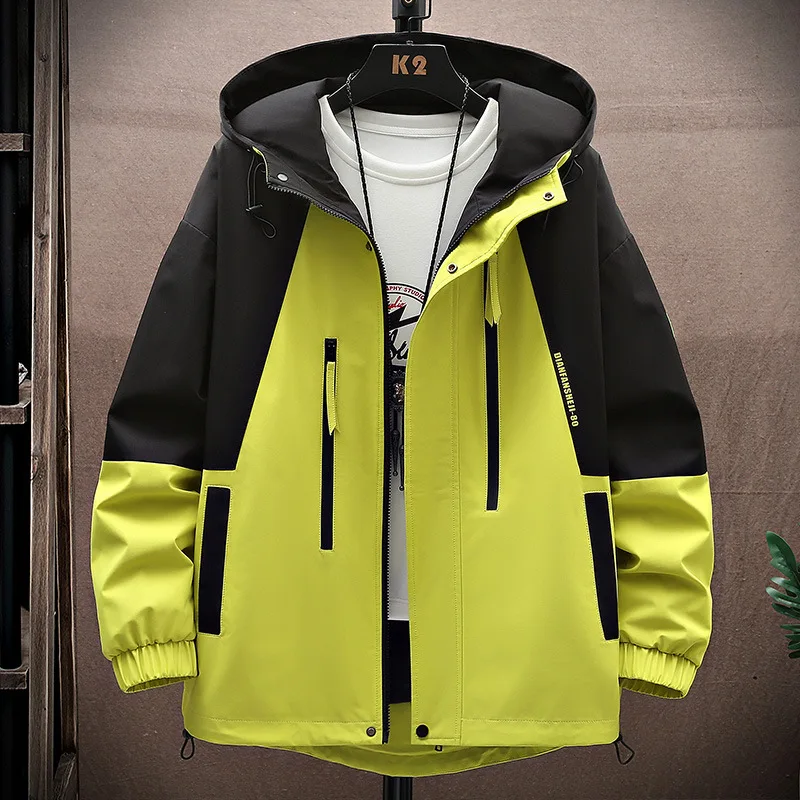 

2024 Spring and Autumn New Fashion Waterproof Windproof Sports Hooded Jacket Men's Casual Loose Large Size High Quality Coat