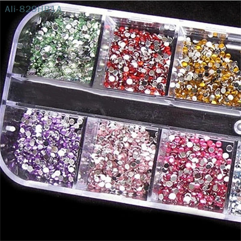 12 Kleuren Hard Case Nail Art Tips Acryl UV-Gel Decoratie Tips Glitter 2Mm