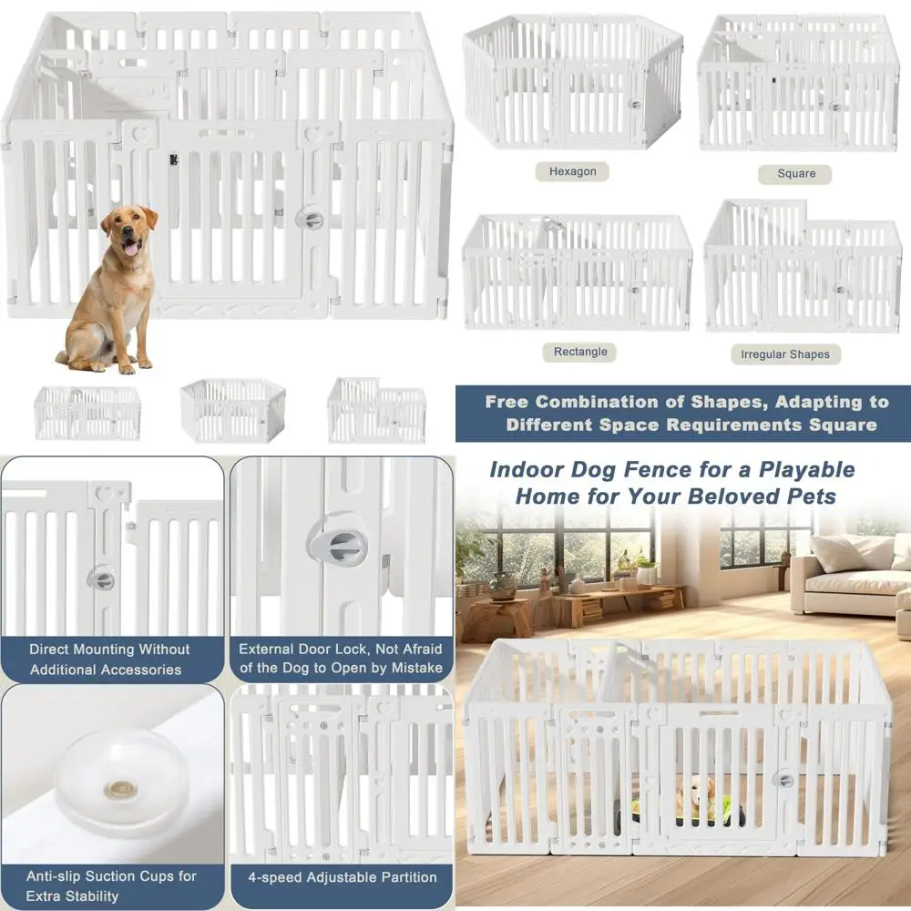روضة كلب قابلة للتعديل بنفسك مع أبواب كبيرة وصغيرة، تكوين 16 لوحة، سياج عالي 25.5 للحيوانات الأليفة، سطح غير قابل للانزلاق، متعدد الاستخدامات #1