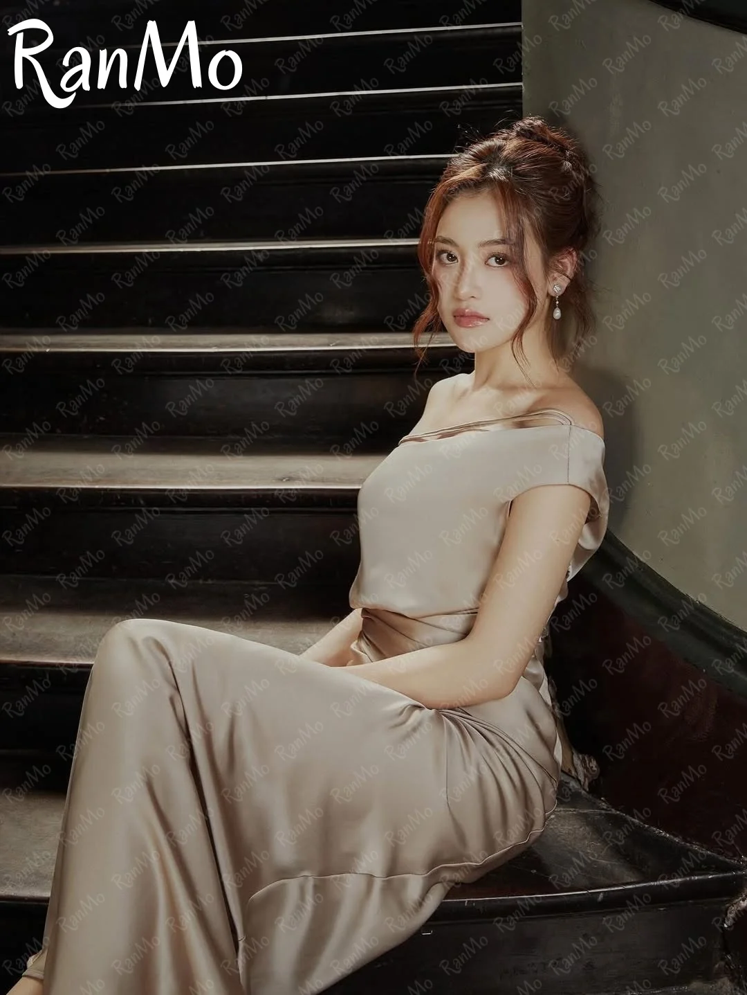 Ranmo Vestidos De Festa Women Mermaid Satin 2025 Evening Dresses Off-shoulder Customized فساتين سهرة Paste the Diamond