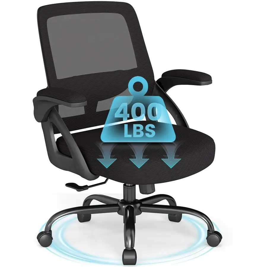 

Big and Tall Office Chair, Ergonomic Desk Chair Mesh Mid Back with Comfy Lumbar Support Swivel Task Executive Chairs with Wheel