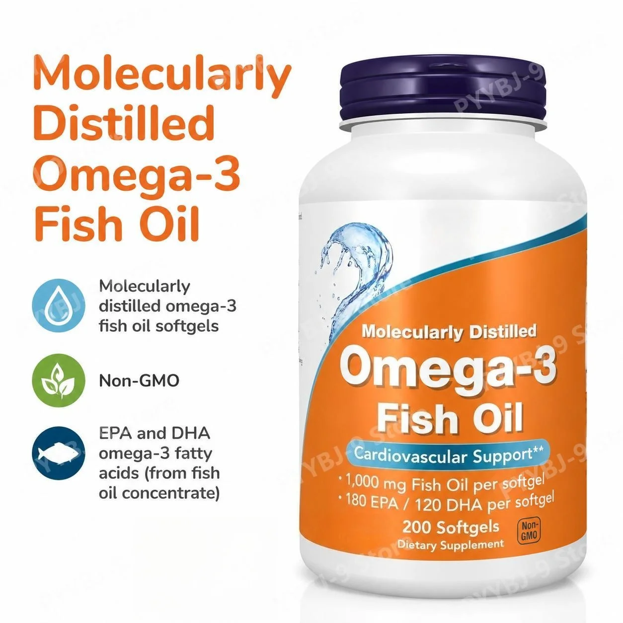 Krill Oil Supplement - オメガ3魚油ソフトジェル（EPA・DHA配合）、分子蒸留、心臓・脳・目の健康サポート、飲みやすい、200カプセル