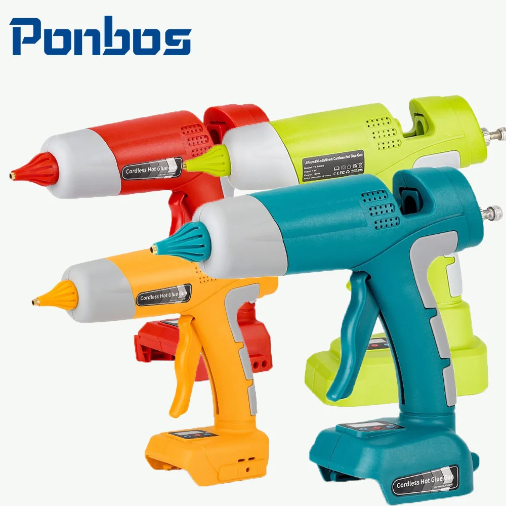

100W Digital Display Electric Hot Glue Gun Home DIY Tool Compatible with Makita/Bosch/Milwaukee/DeWalt 18-20V Batteries