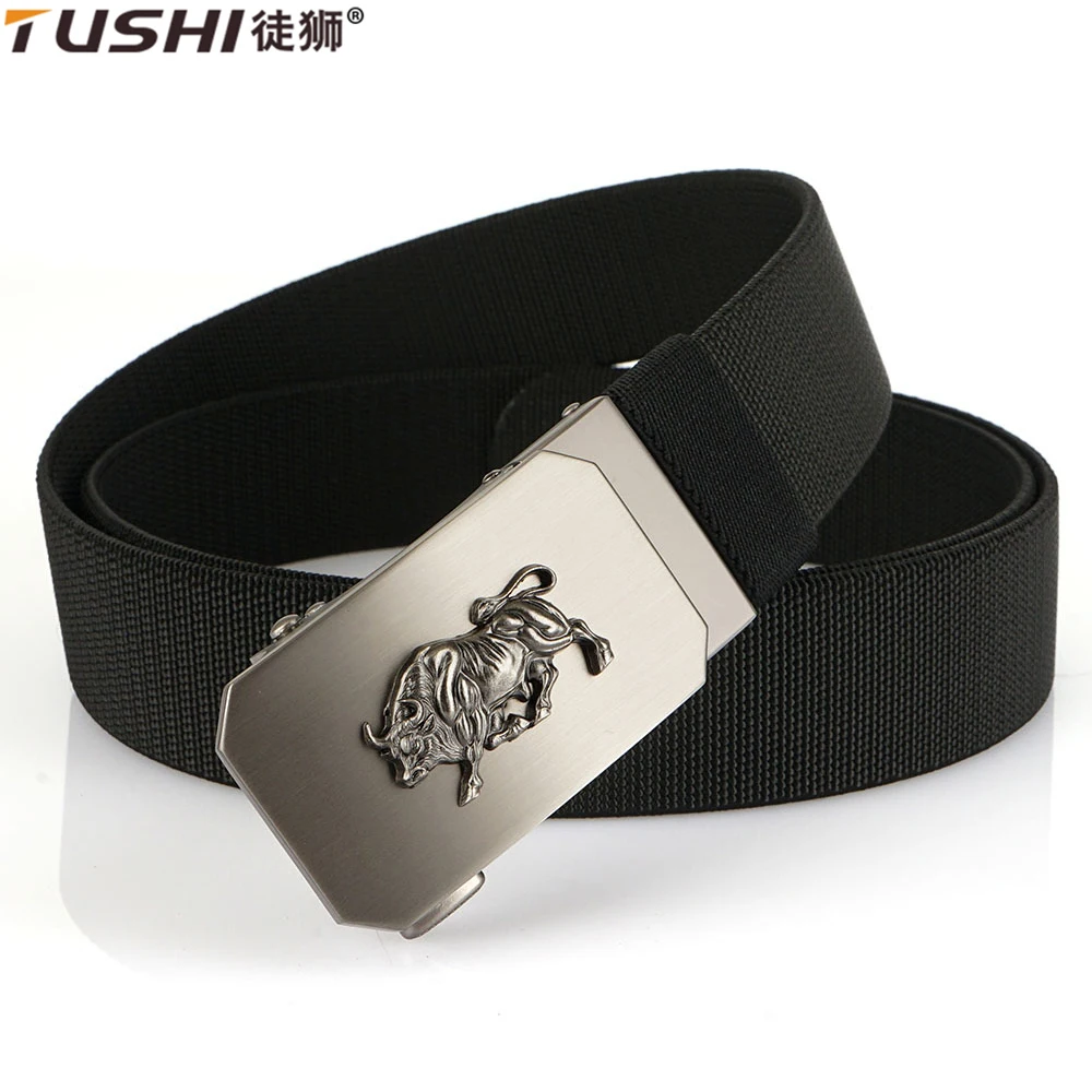 

TUSHI New Elastic Military Belt for Men Sturdy Nylon Metal Automatic Buckle Police Duty Belt Tactical Outdoor Girdle Accessories