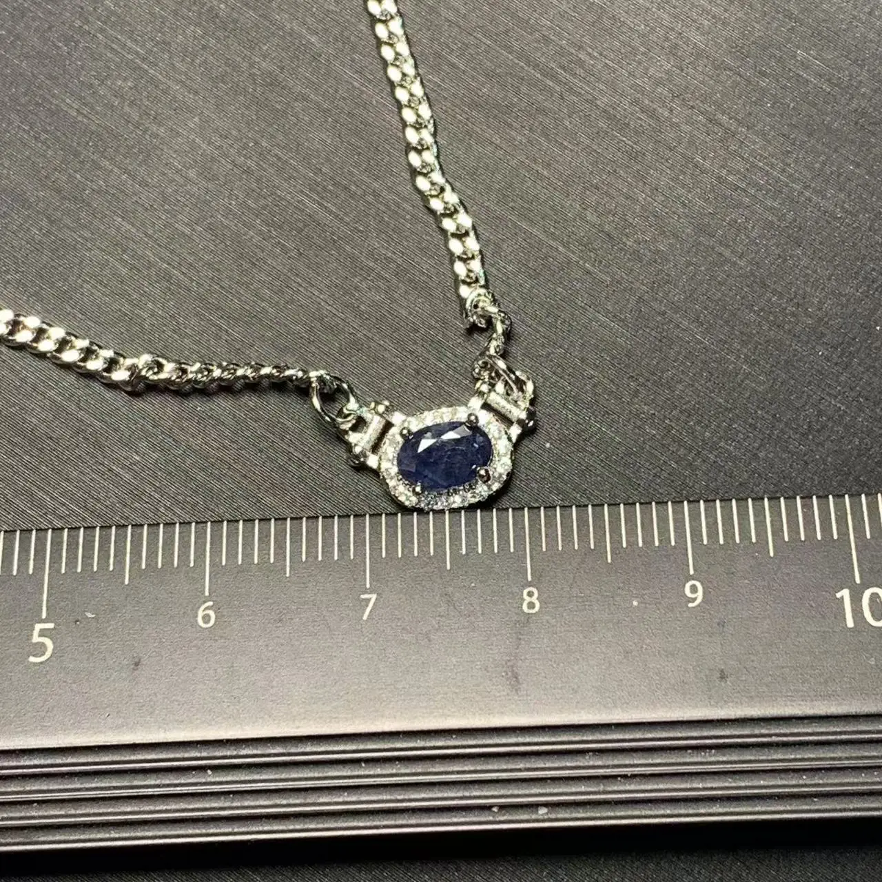 HEYYA STONE Oval Natural Sapphire Pendant Necklace For Women stainless steel Simple Fine Jewelry Gemstone Classic Style