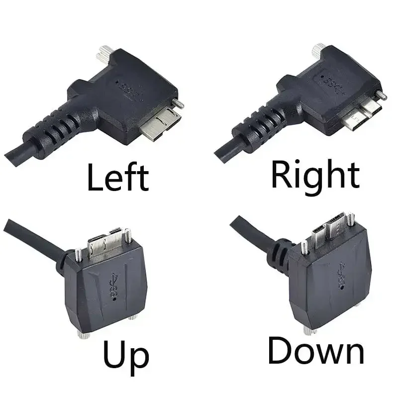 30CM USB 3.0 To USB3.0 Micro/B Up Down Left Right Angled 90 Degree Screw Mount Data Cable for Point Grey Chameleon Camera