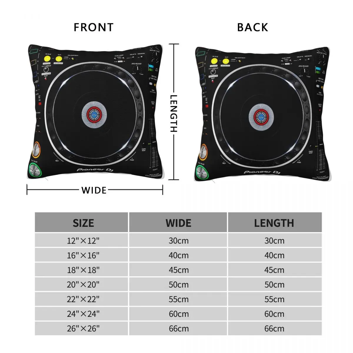 Pioneer DJ CD Pillowcase Polyester Linen Velvet Printed Zip Decorative Pillow Case Bed Cushion Cover