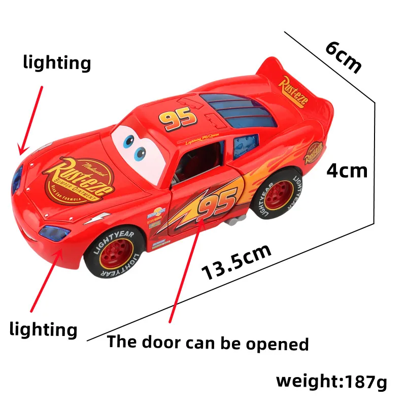 Coches Disney Pixar de gran tamaño, sonido y luz, Sheriff McQueen, vehículo extraíble de aleación 1:32, juguete, regalo de Navidad para niños