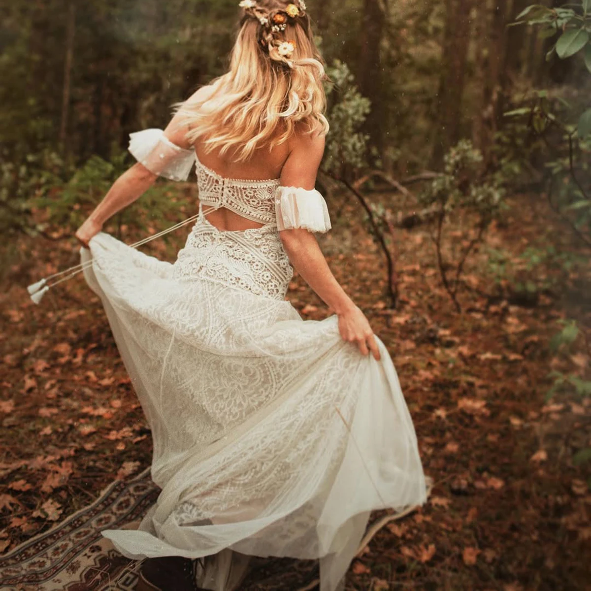 Cutout Back Lace Bohemian Sweetheart Wedding Dress Off Shoulder Sleeves  Mermaid Elegant Long Bridal Gowns Customized Plus Size - AliExpress 320