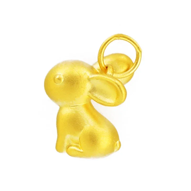 3D coelho apenas pingente para mulheres, real 999 24k ouro amarelo, lindo, 10.5x 12mm