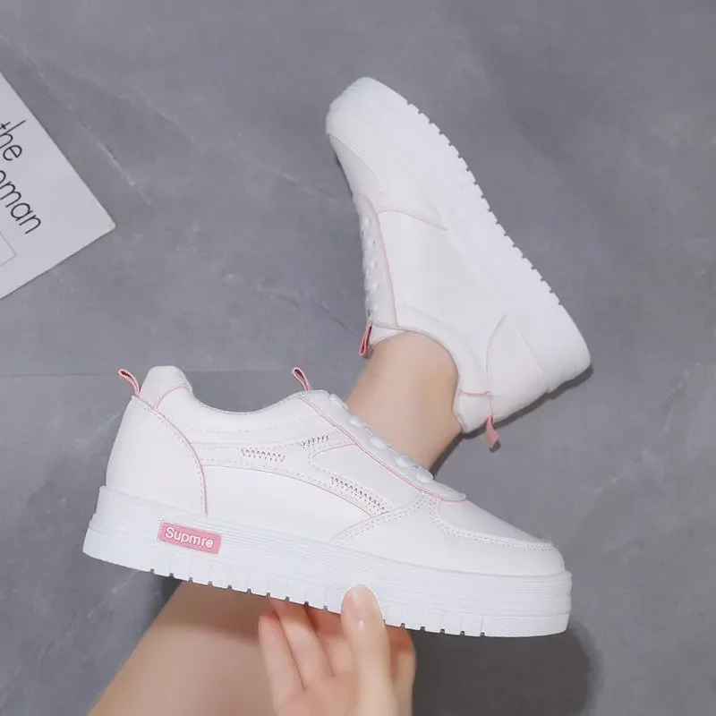 Petites Chaussures Blanches en Cuir Rouge pour Femme, Nouvelle Édition Coréenne, Réseau de Loisirs pour Étudiants, Printemps, Été, Automne, 2024