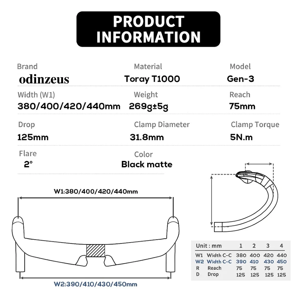 AERO GEN3 T1000 Carbon Handlebar Road, 31.8mm, 380mm, 400mm, 420mm, 440mm, DI2 EPS Flare, 2 °/16 ° Cockpit Bicycle Accessories,