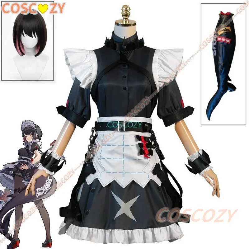 Zenless Zone Zero Ellen Joe Cosplay Costume Maid Outfit New Game Party Black Dress Wig Tail Uniform Hallowen Convention Costume