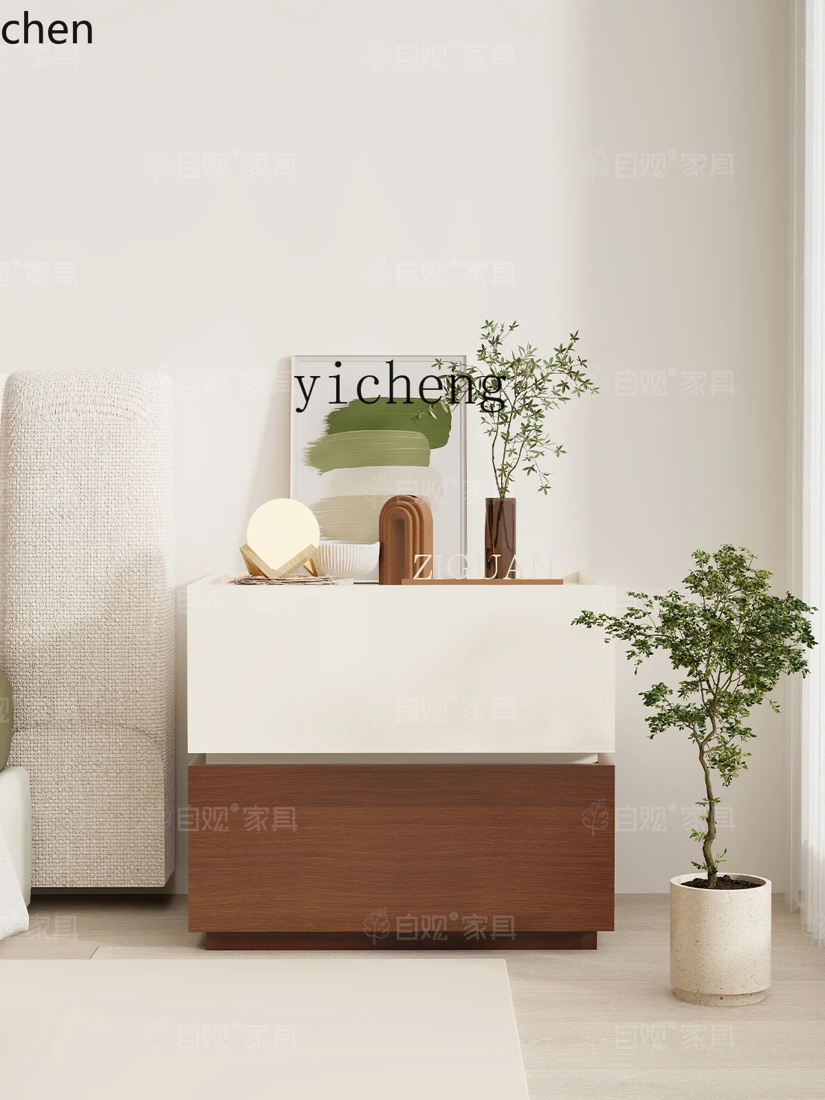 AA  Bedside Table Bedroom Bedside Storage Rack Antique Style Storage Cabinet Sofa Side Cabinet